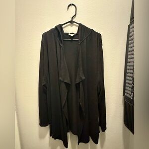 Black Hooded Cardigan long 3XL
